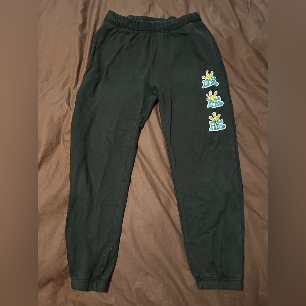 HUF Kids Black Joggers with Colorful Crown Graphics